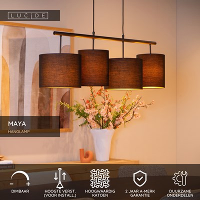 Lucide MAYA - Hanglamp - 4xE27 - Zwart